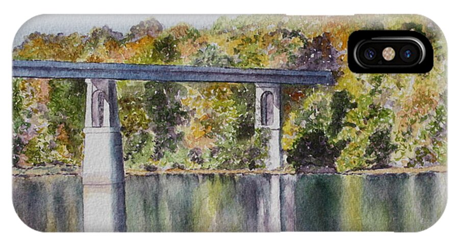 Landscape iPhone X Case featuring the painting Bridge Over the Cumberland by Patsy Sharpe