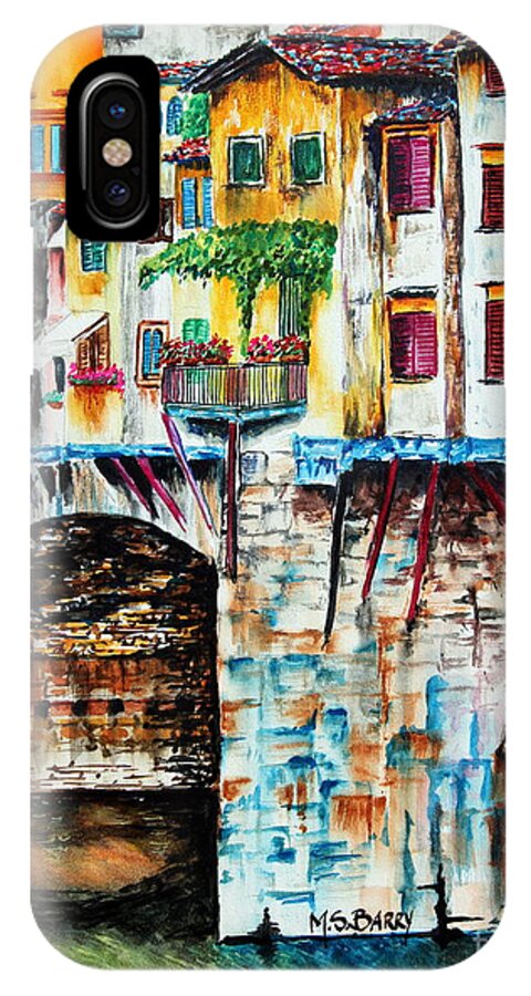 Ponte Vecchio iPhone X Case featuring the painting Bridge The Gap by Maria Barry
