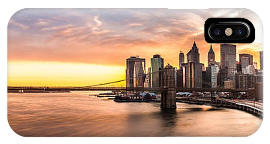 America iPhone X Case featuring the photograph Brooklyn Bridge panorama by Mihai Andritoiu
