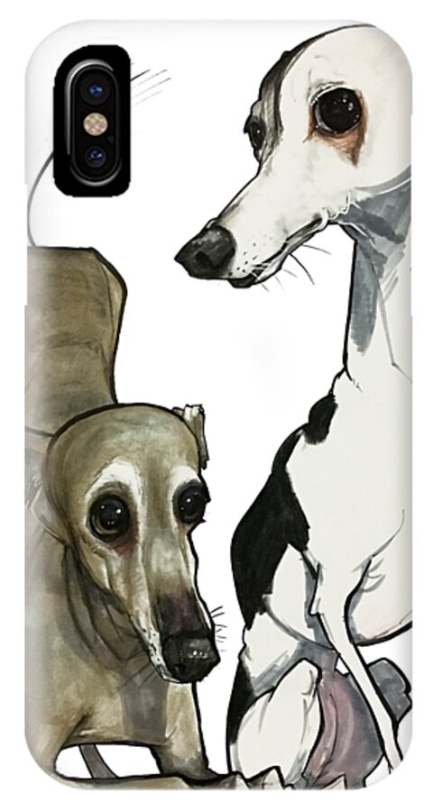 Pet Portrait iPhone X Case featuring the drawing Brown 7-1512 by John LaFree