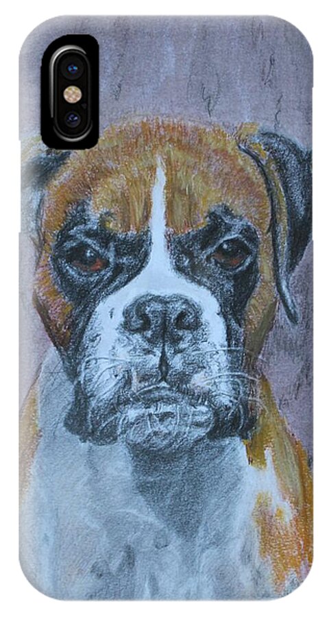 Boxer iPhone X Case featuring the drawing Bruce by Vera Smith