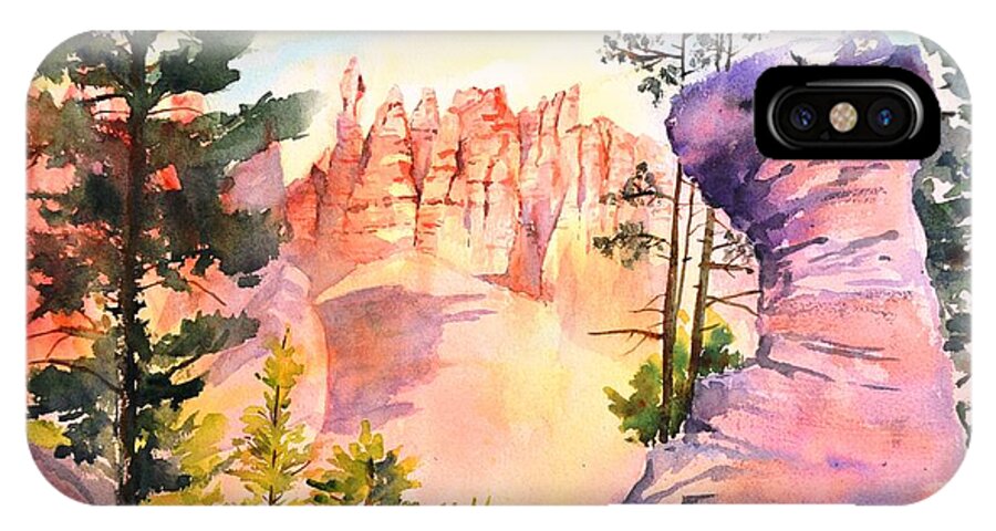 Bryce Canyon iPhone X Case featuring the painting Bryce Canyon #4 by Betty M M Wong
