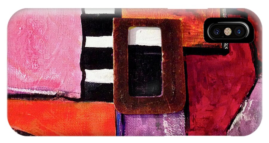 Abstract iPhone X Case featuring the painting Buckle Up by Carole Johnson