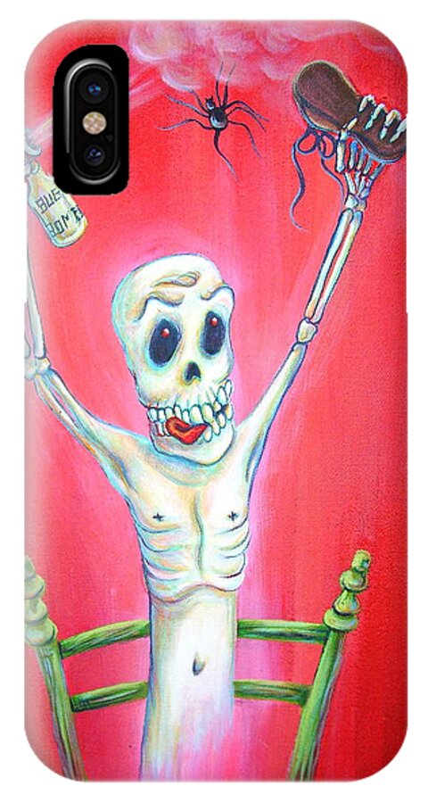 Day Of The Dead iPhone X Case featuring the painting Bug Bomb by Heather Calderon
