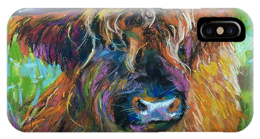Bull iPhone X Case featuring the painting Bull by Jieming Wang