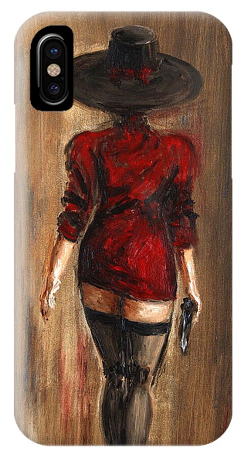 Lady iPhone X Case featuring the painting Business lady by Arturas Slapsys