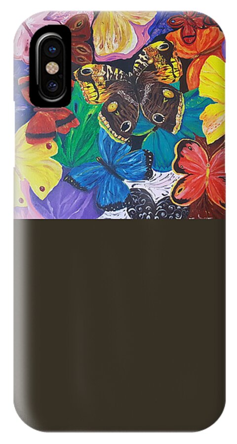 Butterfly iPhone X Case featuring the painting Butterflies 2 by Rita Fetisov