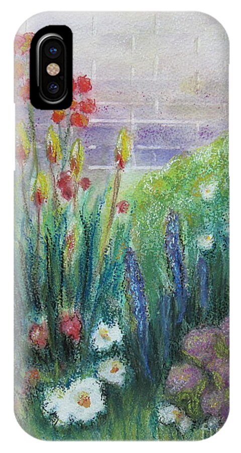 Garden iPhone X Case featuring the painting By the Garden Wall by Laurie Morgan