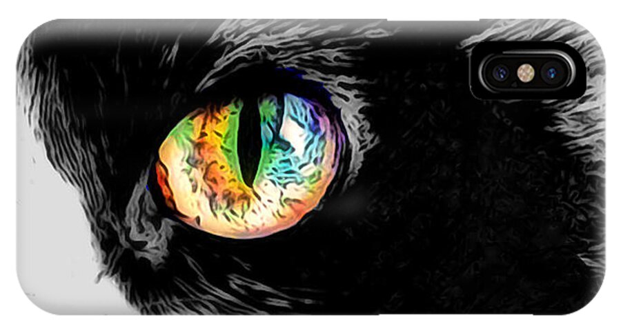 Cat iPhone X Case featuring the photograph Calico Cat with a Splash by Kathy Kelly