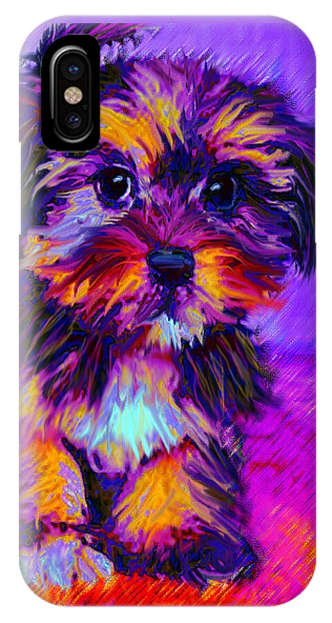 Dog iPhone X Case featuring the digital art Calico Dog by Jane Schnetlage
