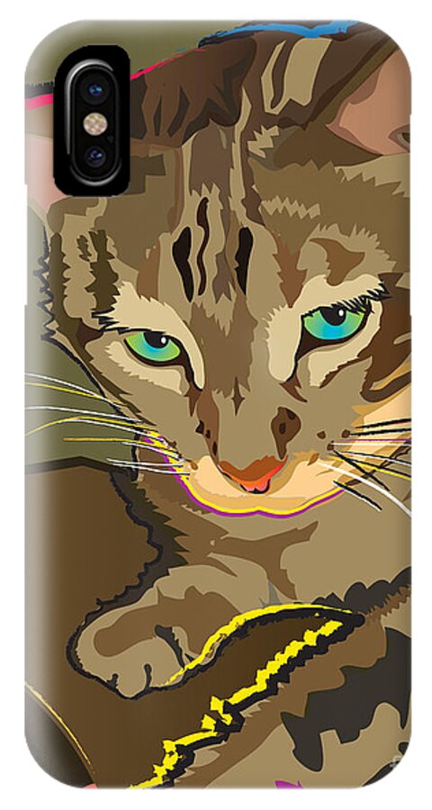 Bengal iPhone X Case featuring the painting Camouflage Bengal Cat by Robyn Saunders