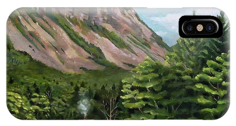 Cannon Mountain iPhone X Case featuring the painting Cannon Cliff New Hampshire by Nancy Griswold