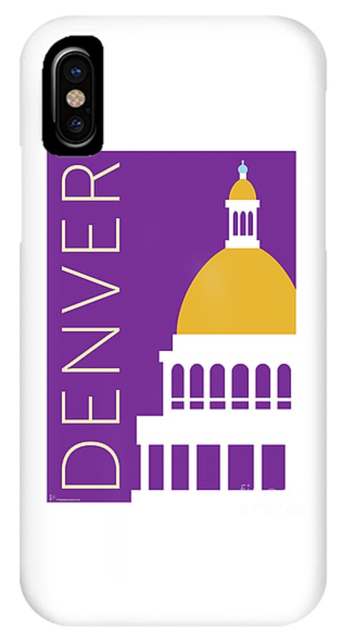Denver iPhone X Case featuring the digital art DENVER Capitol/Purple by Sam Brennan