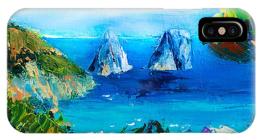 Capri iPhone X Case featuring the painting Capri Colors by Elise Palmigiani