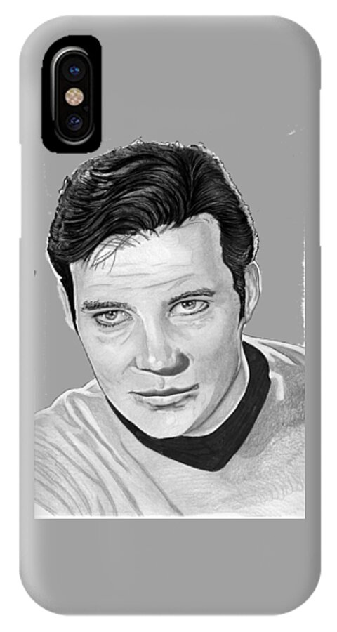 Captain iPhone X Case featuring the drawing Captain Kirk by Bill Richards