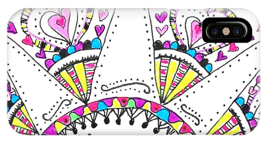 Caregiver iPhone X Case featuring the drawing Caregiver Crown Of Hearts by Carole Brecht