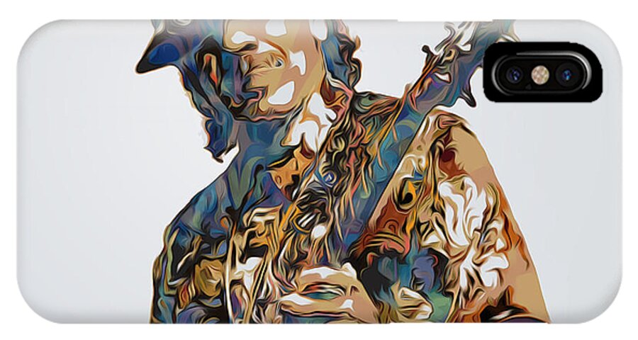 Carlos Santana iPhone X Case featuring the digital art Carlos Santana by Tim Wemple