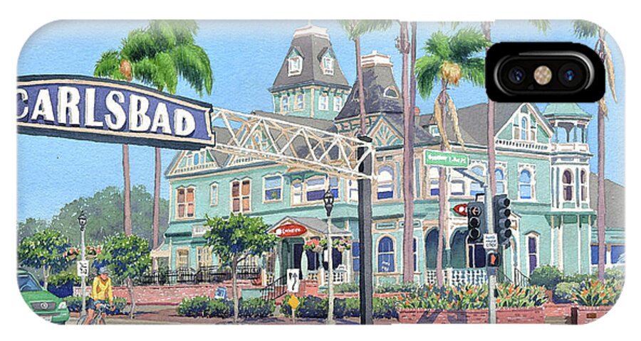 Carlsbad iPhone X Case featuring the painting Carlsbad California by Mary Helmreich