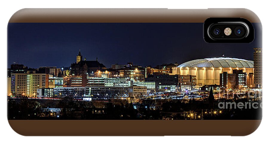 Skyline iPhone X Case featuring the photograph Carrier Dome and Syracuse Skyline Panoramic View by Rod Best