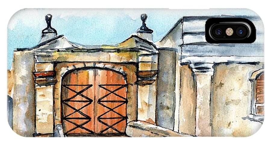 Old San Juan iPhone X Case featuring the painting Castillo de San Cristobal Entry Gate by Carlin Blahnik CarlinArtWatercolor