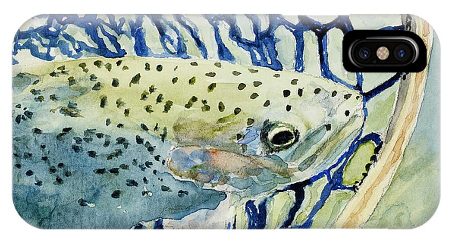 Fish iPhone X Case featuring the painting Catch and Release by Mary Benke