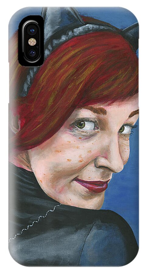 Cosplay iPhone X Case featuring the painting Catwoman by Matthew Mezo