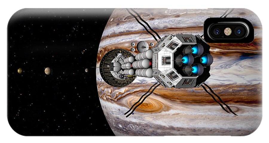 Spaceship iPhone X Case featuring the digital art Changing course by David Robinson