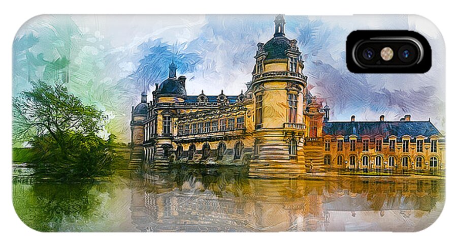 Castle iPhone X Case featuring the painting Chateau de Chantilly by Ian Mitchell