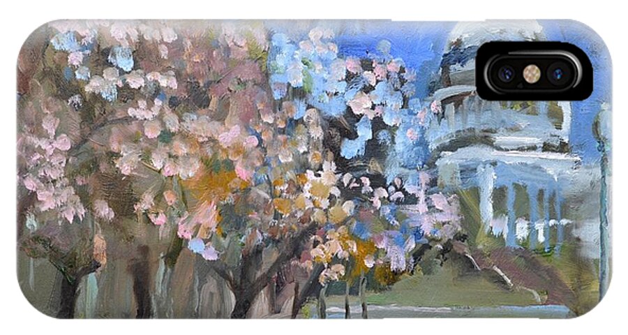 Capitol iPhone X Case featuring the painting Cherry Tree Blossoms in Washington DC by Donna Tuten