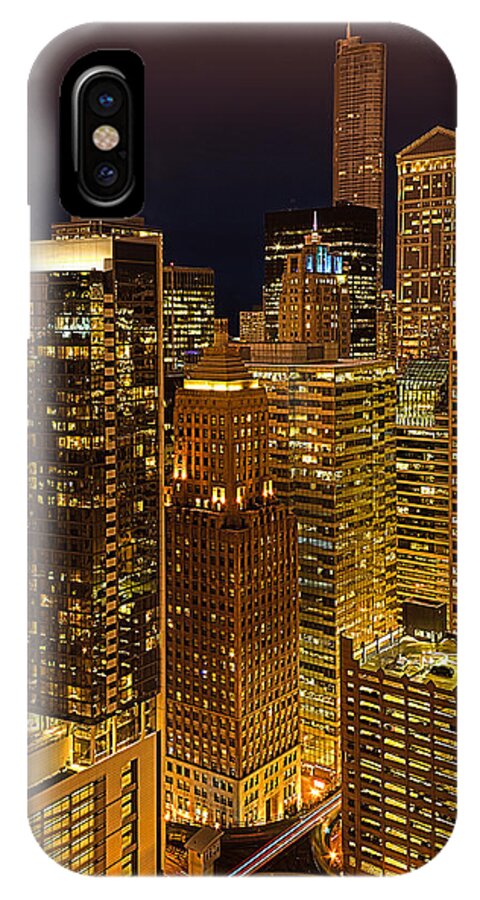 Chicago iPhone X Case featuring the photograph Chicago at Night by Joni Eskridge