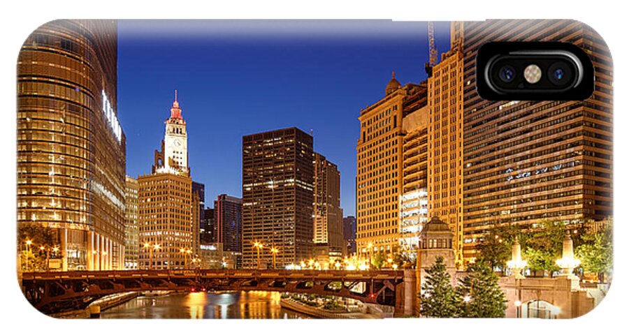 Windy iPhone X Case featuring the photograph Chicago River Trump Tower and Wrigley Building at Dawn - Chicago Illinois by Silvio Ligutti