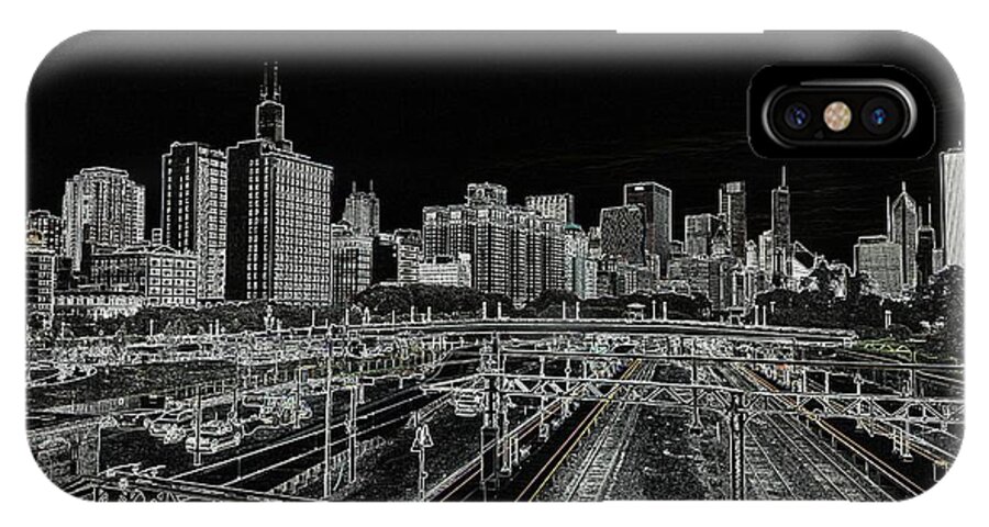 Trains iPhone X Case featuring the photograph Chicago Skyline and Tracks by Britten Adams