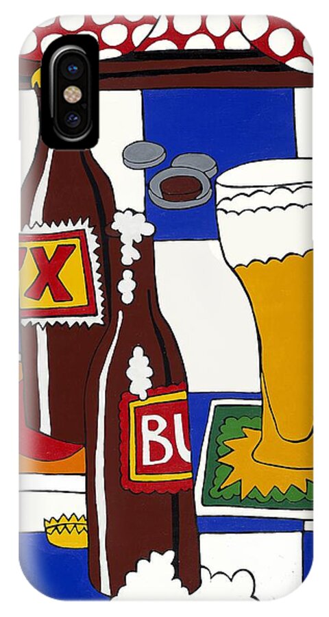Beer iPhone X Case featuring the painting Chichis y Cervesas by Rojax Art