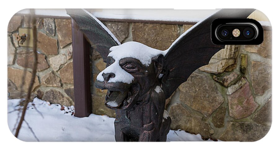 Gargoyle iPhone X Case featuring the photograph Chimera In The Snow by D K Wall
