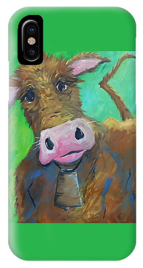 Cow iPhone X Case featuring the painting Chocolate Milk by Terri Einer