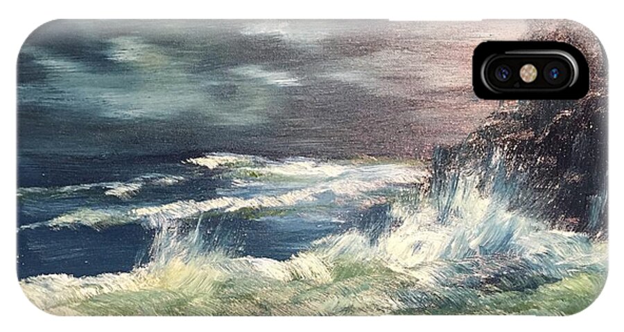Choppy iPhone X Case featuring the painting Choppy Seas 1 by David Bartsch