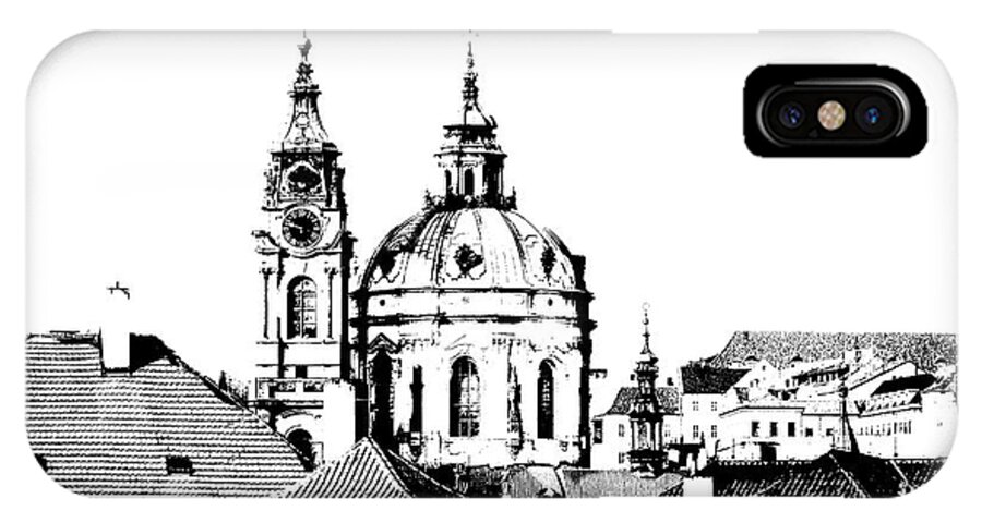 Prague iPhone X Case featuring the digital art Church of St Nikolas by Michal Boubin