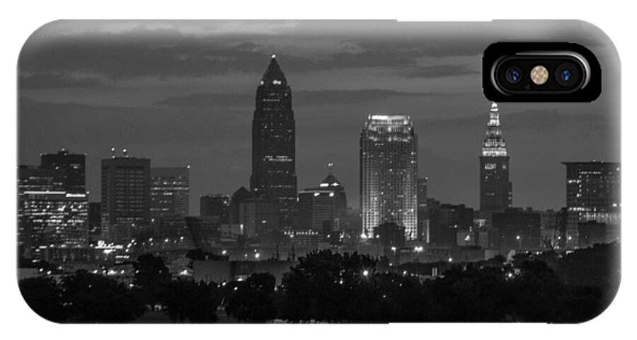 Cleveland iPhone X Case featuring the photograph Cleveland After Dark by Stewart Helberg