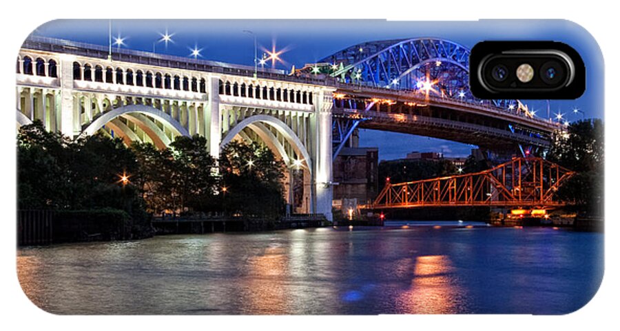 Colored Bridges iPhone X Case featuring the photograph Cleveland Colored Bridges by Dale Kincaid