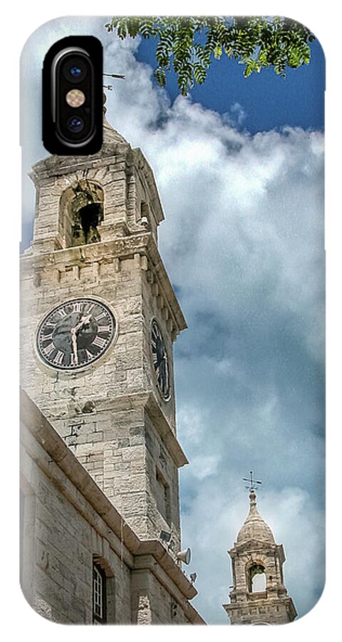 Bermuda iPhone X Case featuring the photograph Clock Tower at Navel Dockyard - Bermuda by Frank Mari