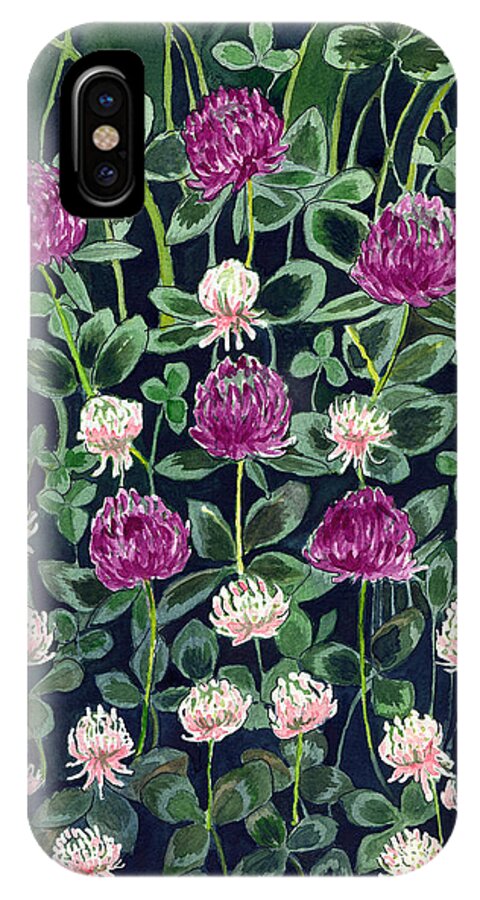White Clover iPhone X Case featuring the painting Clover by Katherine Miller