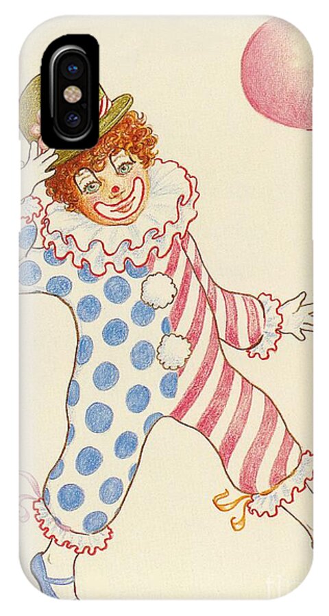 Clown iPhone X Case featuring the drawing Clowning Around at the Kiddie Parade by Dee Davis