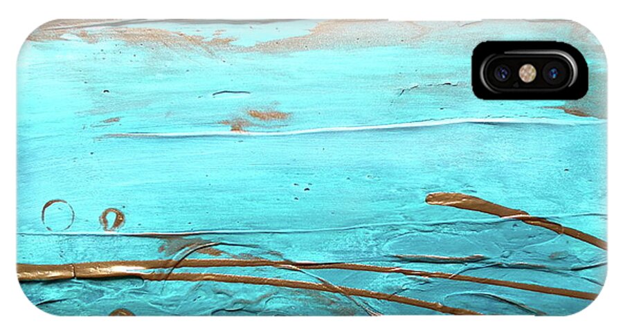 Abstract iPhone X Case featuring the painting Coastal Escape I Textured Abstract by Kristen Abrahamson
