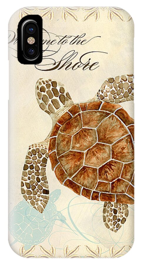 Watercolor iPhone X Case featuring the painting Coastal Waterways - Green Sea Turtle by Audrey Jeanne Roberts