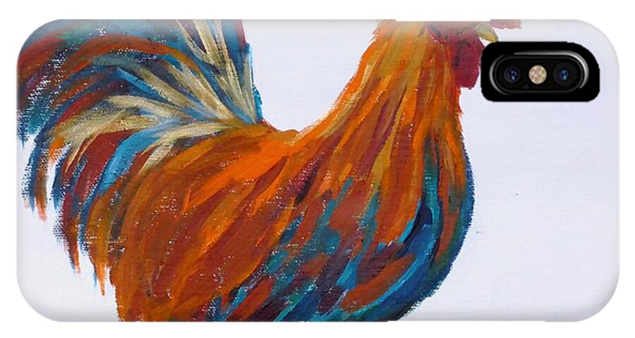 Rooster iPhone X Case featuring the painting Cock-a-doodle-doo by Diane Arlitt
