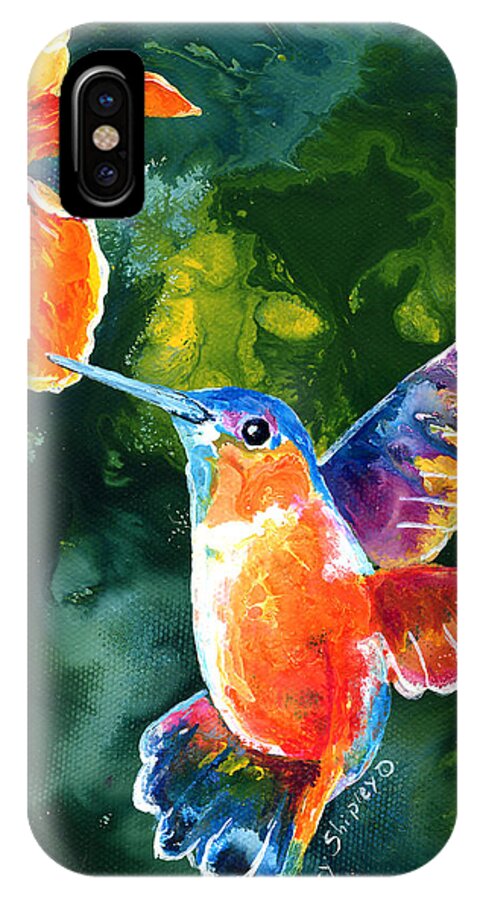 Hummingbird iPhone X Case featuring the painting Color me Humming by Sherry Shipley