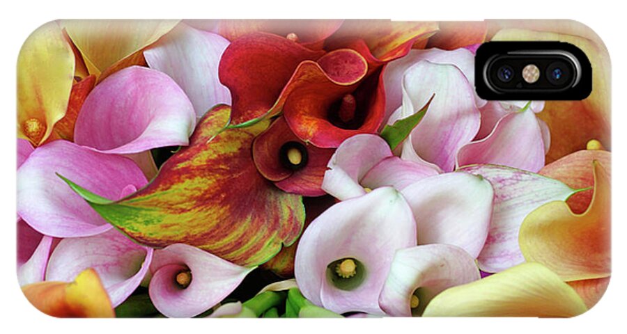 Backgrounds iPhone X Case featuring the photograph Colorful Calla Lilies by Bruce Block