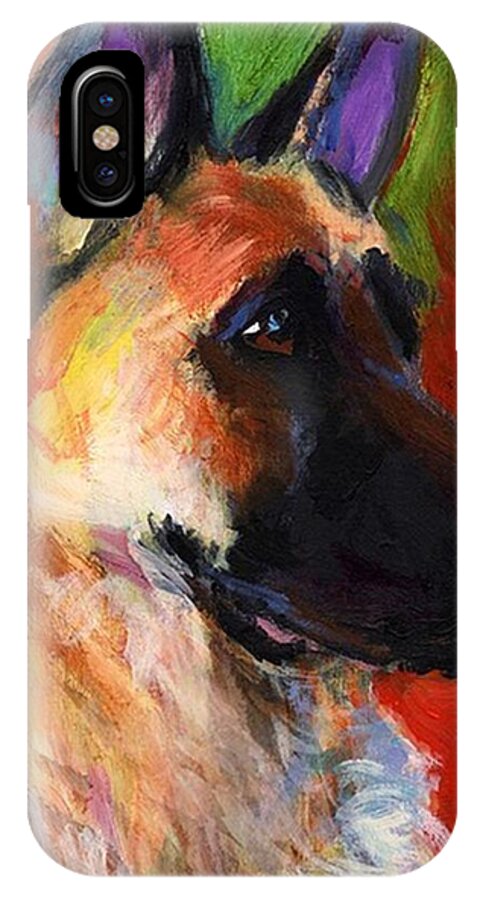 Impressionism iPhone X Case featuring the photograph Colorful German Shepherd Painting By by Svetlana Novikova