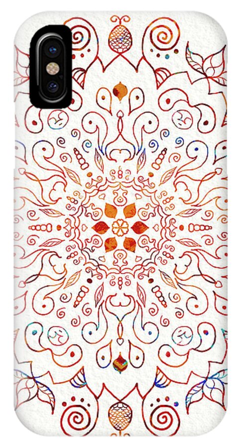 Colorful Mandala iPhone X Case featuring the digital art Colorful Mandala on Watercolor Paper by Patricia Lintner