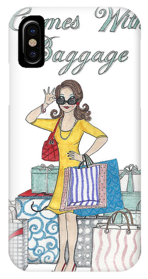 Baggage iPhone X Case featuring the mixed media Comes With Baggage by Stephanie Hessler